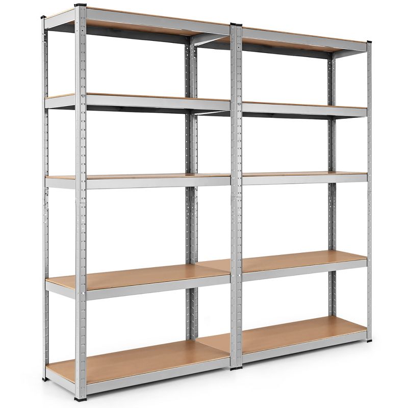 Costway 2PCS 72''Heavy Duty Steel 5 Level Garage Shelf Storage Adjustable Shelves Silver\Blue, 1 of 11