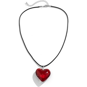 Summit Adventure Chunky Heart Choker Necklace – Adjustable Velvet Chain, Y2K Trendy Jewelry for Women - 1 of 4