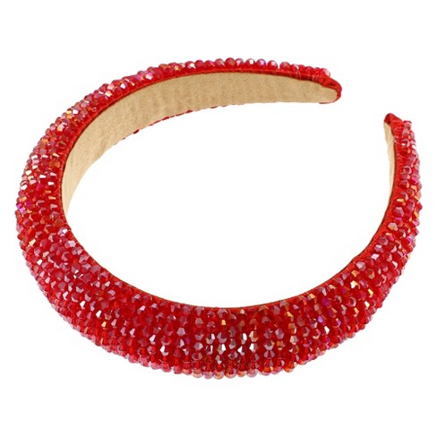 Baroque Headband Rhinestone Crystal Jeweled Embellished Wide Padded Hair  Band Hair Hoop Wedding Headpiece Headdress Hair Accessories for Women (red)  