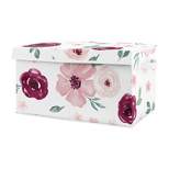 Watercolor Floral Fabric Storage Toy Bin Burgundy Wine/Pink - Sweet Jojo Designs