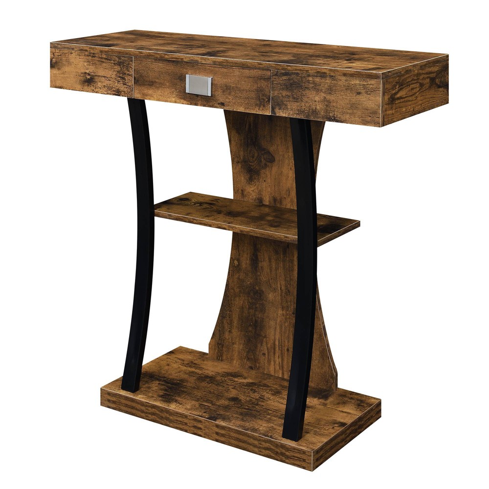 Photos - Coffee Table Newport 1 Drawer Harri Console Table with Shelves Barnwood/Black - Breight