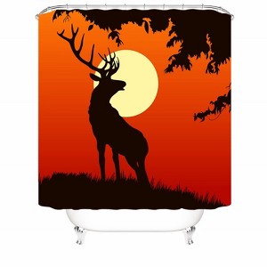 Sunset Deer Silhouette Shower Curtains for Bathroom Waterproof Fabric Bath Curtain Durable Soft Stylish Bathroom Decor 72x72 Inch - 1 of 1
