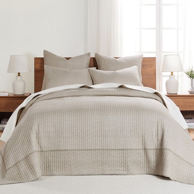 Cross Stitch Taupe King Bedspread Set - Levtex Home : Target