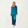 Anna-Kaci Lounge Women's 2-Piece Set Satin Long Sleeve Button-Front Pajama Top and Relaxed Fit Pants - 3 of 4