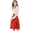 Allegra K Women's Bow Tie Neck Ruffled Collar Printed Long Sleeve Vintage Blouse - 4 of 4