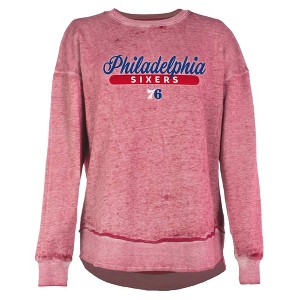 NBA Philadelphia 76ers Women's Burnout Crew Neck Fleece Sweatshirt - 1 of 4