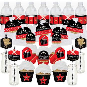 Big Dot of Happiness Red Carpet Hollywood - Movie Night Party Decor and Confetti - Terrific Table Centerpiece Kit - Set of 30