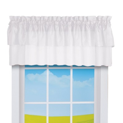 Collections Etc Semi-Sheer Tiered Rod Pocket Window Valance Valance White