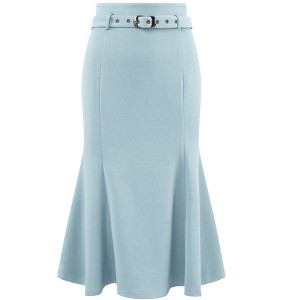 INSPIRE CHIC Women's High Waist Ruffle Hem Midi Length Mermaid Skirt - 1 of 4