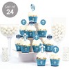 Big Dot of Happiness Blue Elegant Cross - Cupcake Decoration - Boy Religious Party Cupcake Wrappers and Treat Picks Kit - Set of 24 - 2 of 4