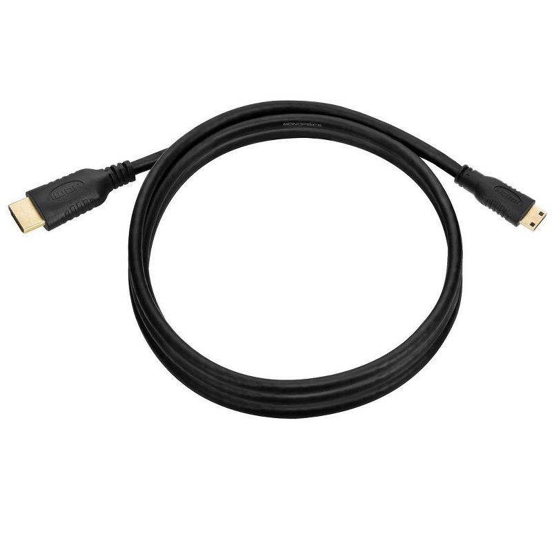 Monoprice High Speed HDMI Cable - 6 Feet - Black | Blackwith HDMI Mini Connector, 4K @ 24Hz, 10.2Gbps, 30AWG, 4 of 7