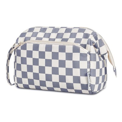 Narwey Checkered Makeup Bag with Wide-open Make up Bag for Women Girls