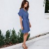 Anna-Kaci Women's Casual Dress Short Sleeves Button Up Polka Dot Printed Tie Waist Mini Dresses- Small ,Blue - 3 of 4