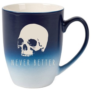 100 North Skull 10 Ounce Navy Blue and White Two Toned Ombre, Comfortably Fits Your Hands, Ceramic Tea Coffee Cup Mug, Never Better - 1 of 1