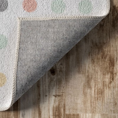 Eco-Friendly Ivory Synthetic 4' x 6' Reversible Kids Rug