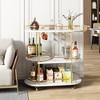 Jojoka Gold Bar Cart, 3 Tier Bar Carts with Wheels, Rotated Bar Cart with Wine Rack and Glass Holder - 2 of 4