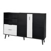 Sideboard Buffet Cabinet, 2 Door Storage Cabinet With 2 Drawers, Metal Handles And 5 Feet, Open Storage Space Coffee Bar Cabinet - 4 of 4