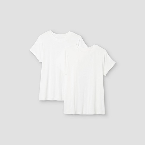 Women's Short Sleeve Ribbed 2pk Bundle T-shirt - A New Day™ White/white 4x  : Target