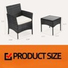 FURNIinspire Patio Dining Sets Patio Furniture Set 3 Pieces, Glass Table, Weaving Rattan Patio Chairs for Garden, Terrace, Black, 23"*22"*31.4" - 3 of 4