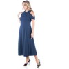 24seven Comfort Apparel Ruffle Cold Shoulder A Line Plus Size Maxi Dress - 2 of 4