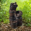 Teamson Home Outdoor Vintage 3-Tier Cascading Barrel Waterfall Fountain, Brown - 2 of 4