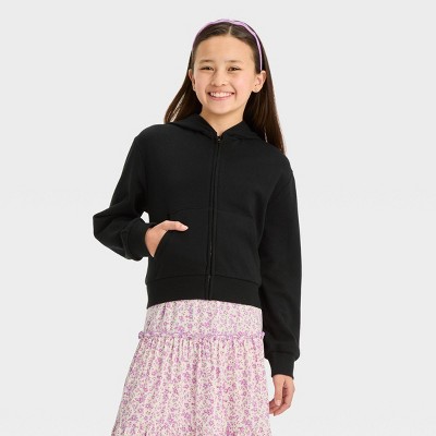 Girls' Boxy Cropped Zip-up Hoodie Sweatshirt - Art Class™ White Xxl : Target