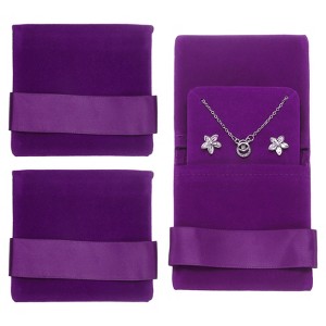 Unique Bargains Velvet Storage Ring Necklace Jewelry Pouches with Insert Pad 3.5" x 3.3" 3 Pcs - 1 of 4