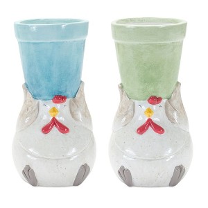 Melrose Terracotta Chicken with Planter (Set of 2) - 1 of 3