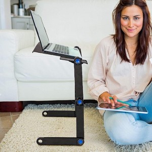 DOMETOUR Foldable Aluminum Laptop Desk Adjustable Portable Table Stand with 2 CPU Cooling Fans and Mouse Pad - 1 of 4