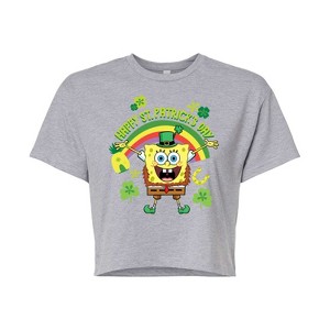 Women's - SpongeBob SquarePants - Spongebob Happy St. Patricks Day Cropped Graphic T-Shirt - 1 of 4