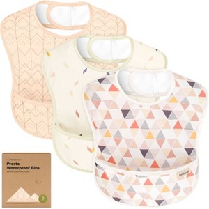 KeaBabies 3pk Presto Baby Bibs Waterproof with Food Catcher, Lightweight Toddler Bibs for Eating - 1 of 4