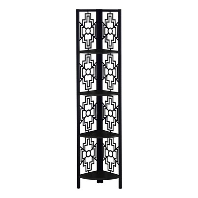 61.5" 4 Shelf Mix Material Keyhole Design Corner Etagere Bookcase - EveryRoom