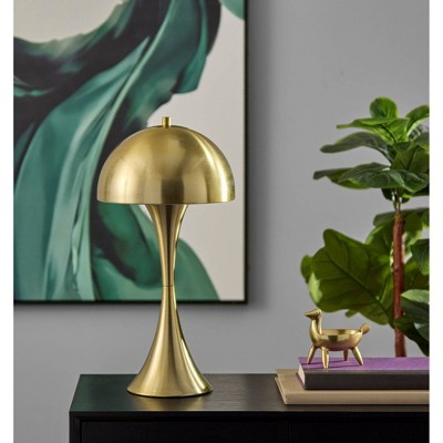 Antique Brass Hourglass Table Lamp with Dome Shade and Touch Sensor