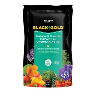 SunGro Black Gold Outdoor Natural and Organic Garden Flower and Vegetables Blend Potting Soil Mix for Outdoor Plants, 1.5 Cubic Foot Bag