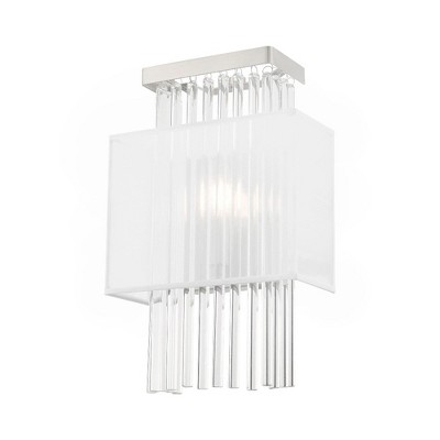 Brushed Nickel Dimmable Sconce with Crystal Rods