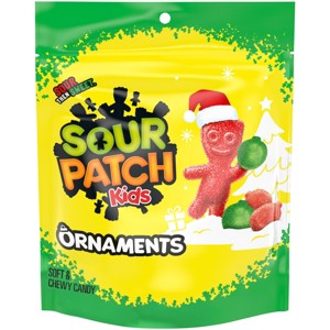 SOUR PATCH KIDS Christmas Red & Green Gummy Ornaments Stand-Up Bag Candy Stocking Stuffers - 10oz - 1 of 4