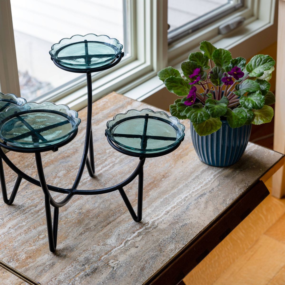 ACHLA Designs Frida Wrought Iron Indoor Planter Stand Black 17.5"x17.5"x11.25" - thumbnail 2