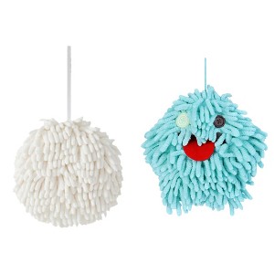 REGALWOVEN 2 Pcs Cute Comfortable Soft Absorbent Chenille Fuzzy Hand Towel - 1 of 4