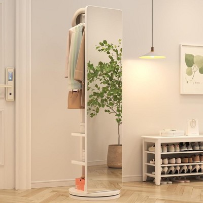 ALEXOUN 65.7 X 17.7 inches Full Length Mirror with Cloak Rack,Rotatable Full Body Mirror Floor Mirror for Bedroom,Living Room,Dressing Room,