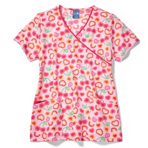 Zoe and Chloe Zoe+Chloe Contrast Mock Wrap Print Scrub Top - 1 of 1