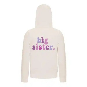 Everyday Kids Big Sister Girls Zip Up Hoodie – Cute Colorful Sibling Sweatshirt - 1 of 4