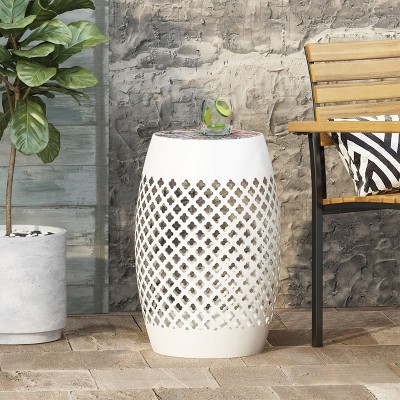 MOEPISY Patio End Table White