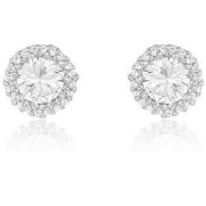 SHINE by Sterling Forever Sterling Silver CZ Halo Stud Earrings - 1 of 2