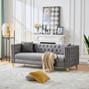 80" Chesterfield Velvet Sofa, 3 Seater Deep Seat with Button Nailhead and Square Arm for Living Room, Bedroom, Office - 2 of 4
