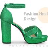 Perphy Women's Glitter Crisscross Strap Chunky Platform Heels - 4 of 4