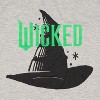 Seven Times Six Wicked The Musical Girls' Elphaba Witches Hat Logo Design T-Shirt Grey - 4 of 4