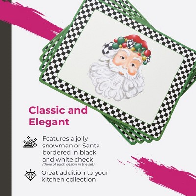 Black and White Christmas Hardboard Placemats Set of 4