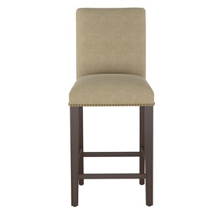 Shelly Nail Button Bar Stool Natural Linen with Brass Nail Buttons - Cloth & Co.