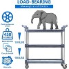 Utility Service Cart 3 Shelf with Wheels, Plastic Heavy Duty Rolling Utility/Push Cart for Commercial/Restaurant/Office/Kitchen - 4 of 4