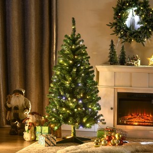 6ft Tall Prelit Artificial Christmas Tree Holiday Décor with 584 Branches, 212 Warm White or Colorful LED Lights, Auto Open - 1 of 4